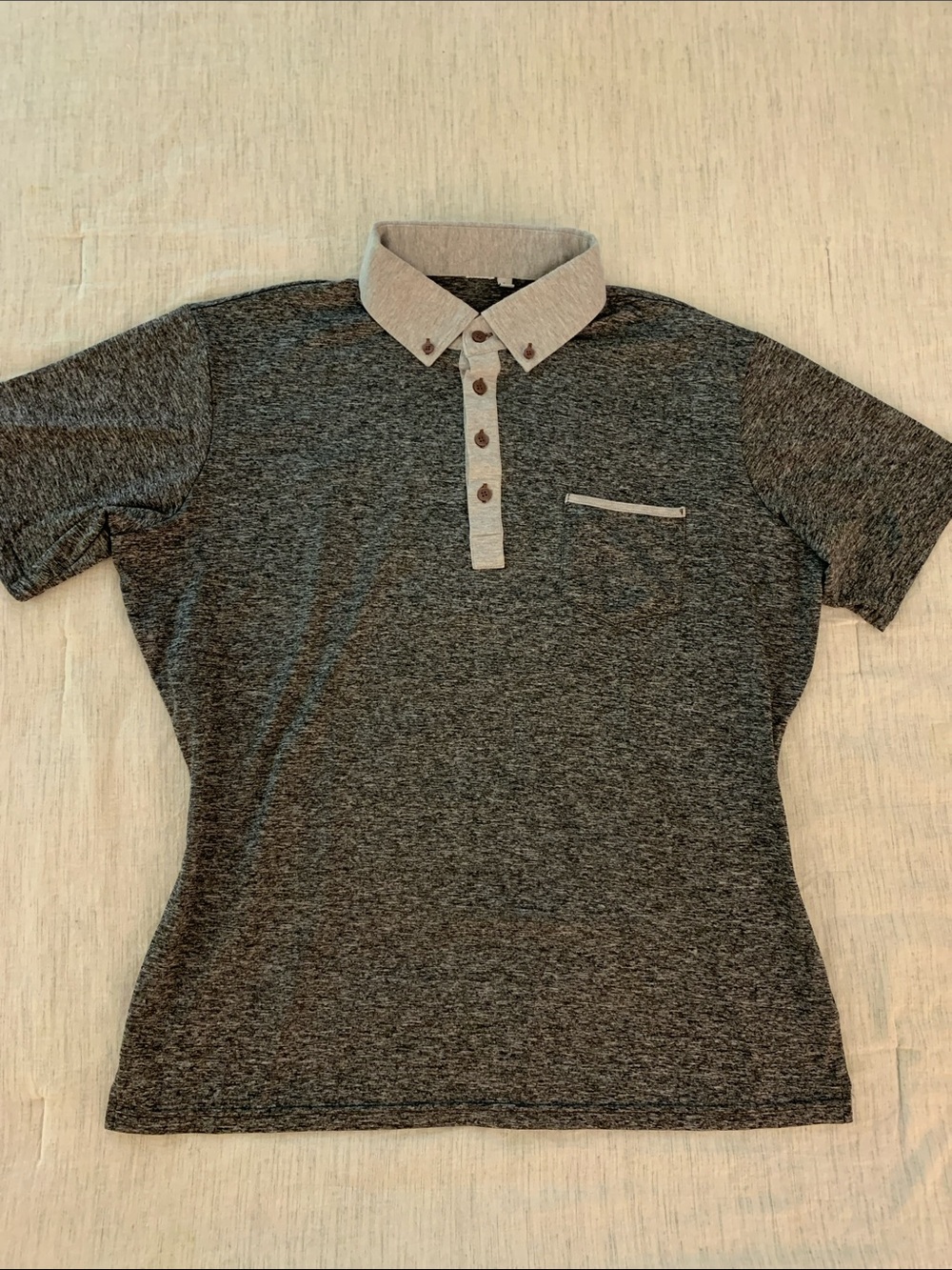 State & Liberty Short-Sleeve Polo in Heathered Gray